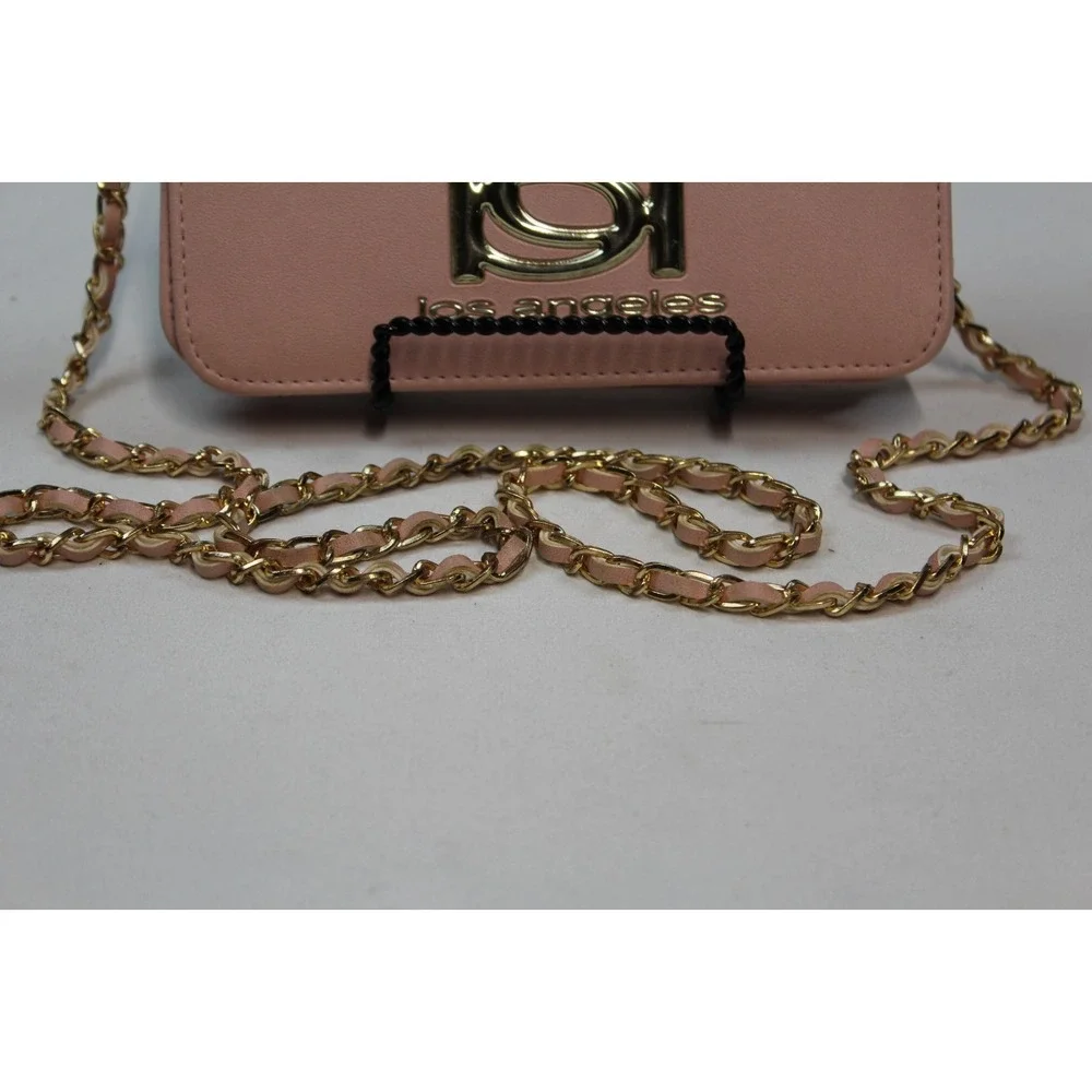 Authentic Bebe Hot Pink Crossbody Purse Gold Chain Strap Faux Leather Handbag